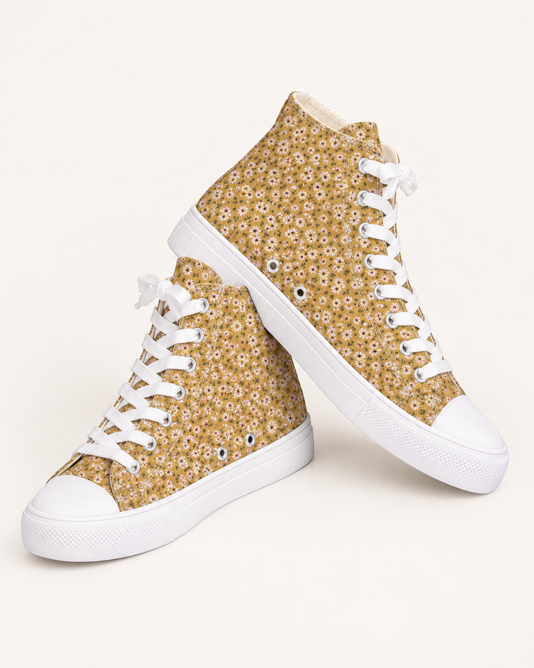 Clothed In Glory Signature Wear Small Flowers Women's Hightop Canvas Shoe