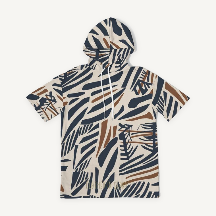 Clothed In Glory Signature Wear African Print Premium Heavyweight Short Sleeve Man Hoodie - ClothedInGloryApparel