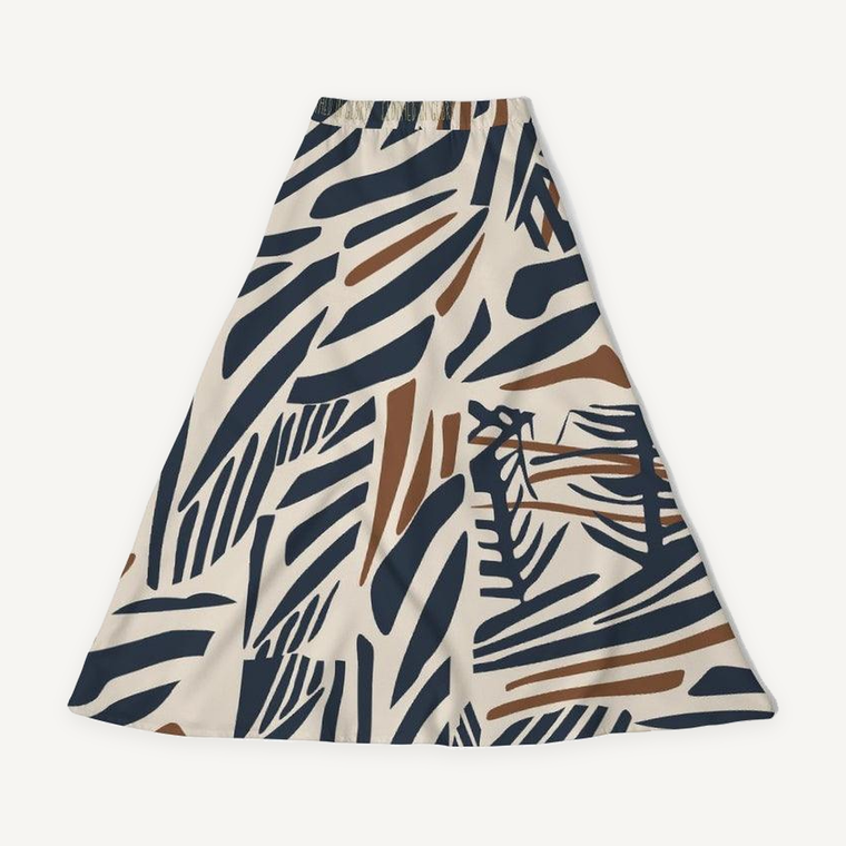 Clothed In Glory Signature Wear African Print Women's A-Line Midi Skirt - ClothedInGloryApparel