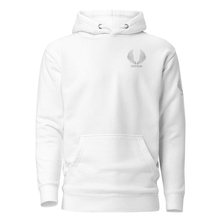 Clothed In Glory Classic Small Black and White Logo Unisex Hoodie - ClothedInGloryApparel