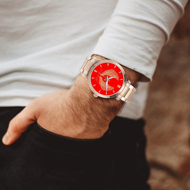 Clothed In Glory New Steel Strap Automatic Watch (With Indicators)Red - ClothedInGloryApparel