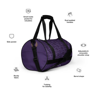 Clothed In Glory Repeat Purple All Over Print Gym Bag - ClothedInGloryApparel
