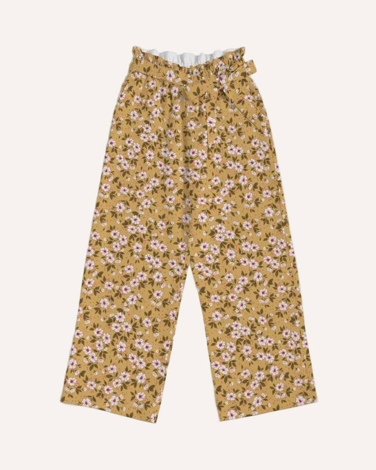 Clothed In Glory Signature Wear Small Flowers Women's High-Rise Wide Leg Pants