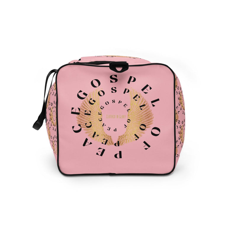 Gospel Of Peace Pale Pink Duffle Bag - ClothedInGloryApparel