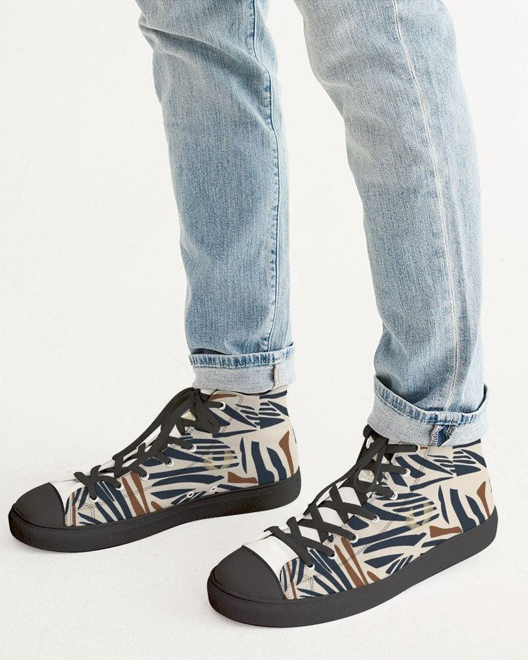 Clothed In Glory Signature Wear African Print Man Hightop Canvas Shoes - Black - ClothedInGloryApparel