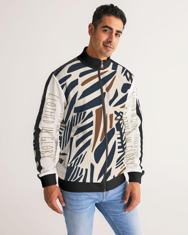 Clothed In Glory Signature Wear African Print Stripe-Sleeve Man Track Jacket - ClothedInGloryApparel