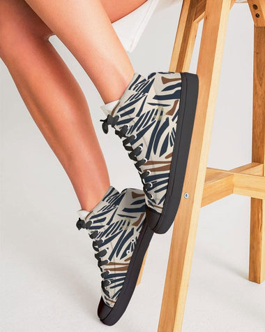 Clothed In Glory Signature Wear African Print Women's Hightop Canvas Shoes - Black - ClothedInGloryApparel