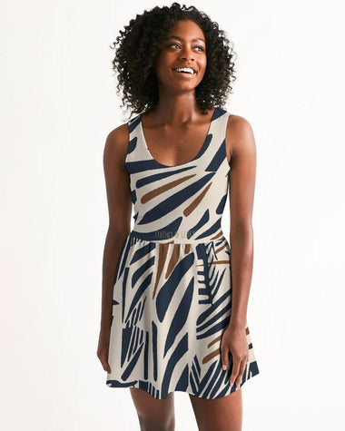 Clothed In Glory Signature Wear African Print Women's Scoop Neck Skater Dress - ClothedInGloryApparel