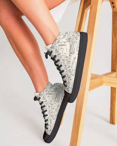 Clothed In Glory Signature Wear African Sun Women's Hightop Canvas Shoes - Black - ClothedInGloryApparel