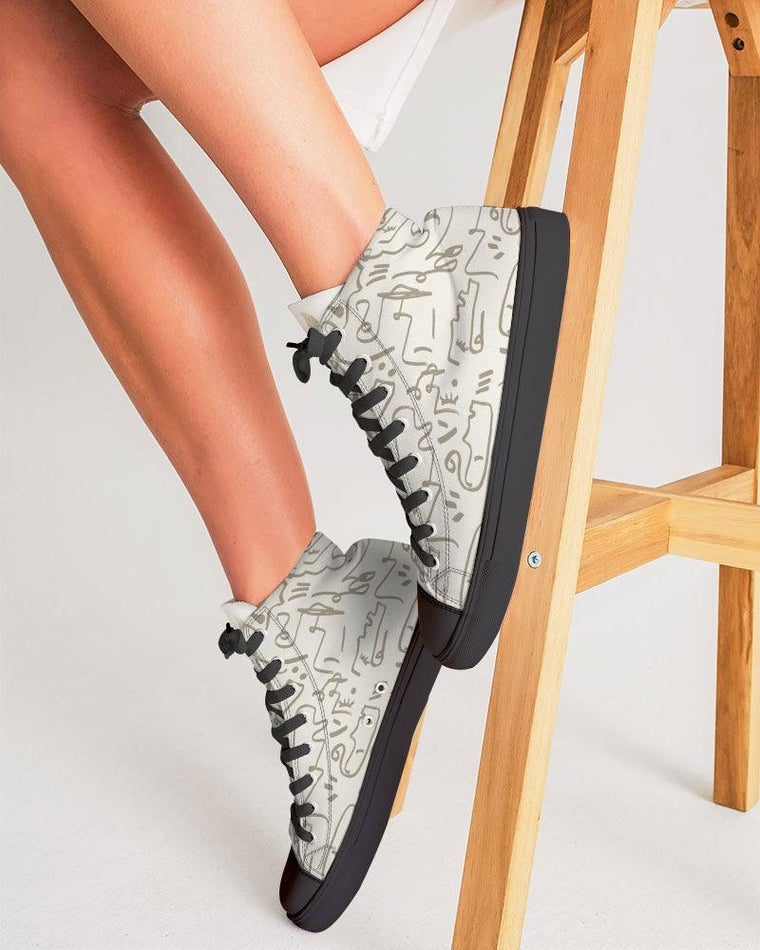 Clothed In Glory Signature Wear African Sun Women's Hightop Canvas Shoes - Black - ClothedInGloryApparel