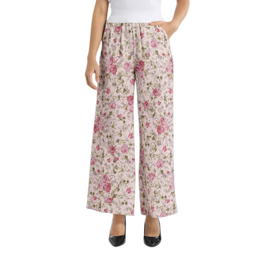 Clothed In Glory Signature Wear Pink Roses Elastic Waist Wide Leg Pant - ClothedInGloryApparel