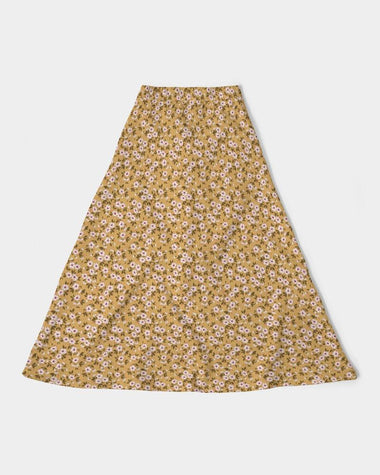 Clothed In Glory Signature Wear Small Flowers Women's A-Line Midi Skirt - ClothedInGloryApparel