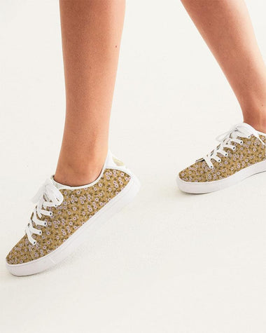 Clothed In Glory Signature Wear Small Flowers Women's Faux-Leather Sneaker - ClothedInGloryApparel