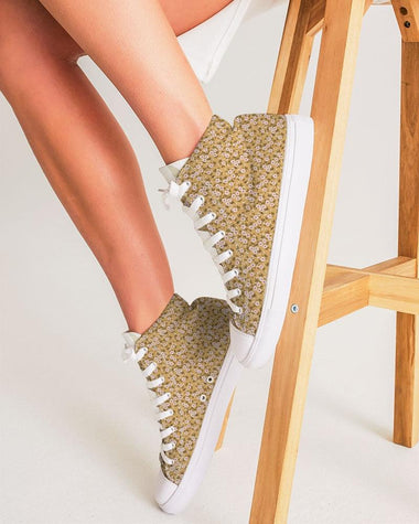 Clothed In Glory Signature Wear Small Flowers Women's Hightop Canvas Shoe - ClothedInGloryApparel