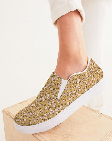 Clothed In Glory Signature Wear Small Flowers Women's Slip-On Canvas Shoe - ClothedInGloryApparel