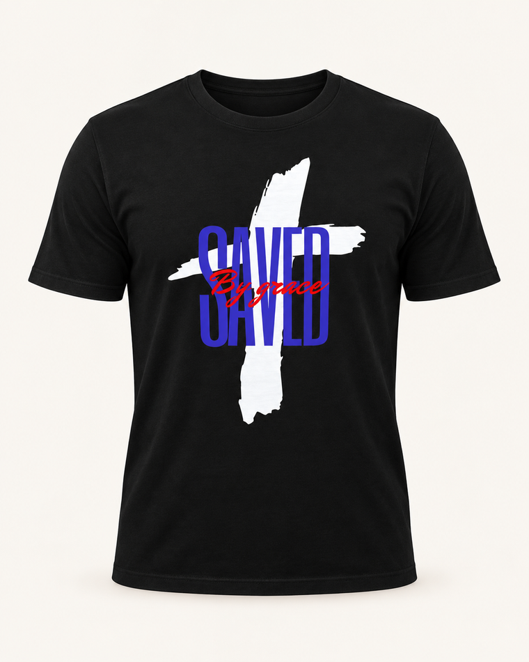 Saved By Grace Cross Unisex Organic Cotton T-Shirt