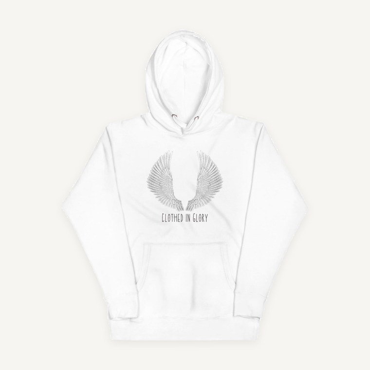 Clothed In Glory Classic Large Black and White Logo Unisex Hoodie