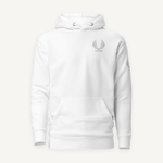 Clothed In Glory Classic Small Black and White Logo Unisex Hoodie