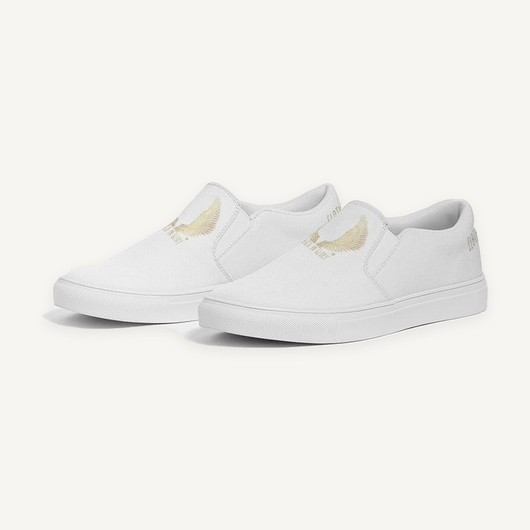Clothed In Glory Signature Wear Large Classic Logo Women's Slip-On Canvas Shoes - ClothedInGloryApparel