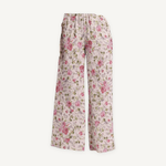 Clothed In Glory Signature Wear Pink Roses Elastic Waist Wide Leg Pant