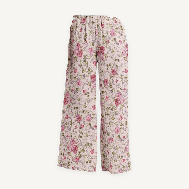 Clothed In Glory Signature Wear Pink Roses Elastic Waist Wide Leg Pant - ClothedInGloryApparel