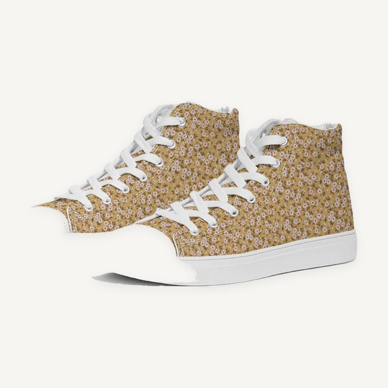 Small Flowers Women’s High-Top Canvas Shoes