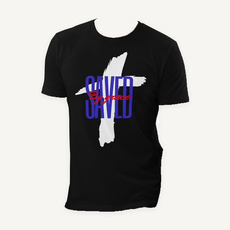 Saved By Grace Cross Unisex Organic Cotton T-Shirt - ClothedInGloryApparel