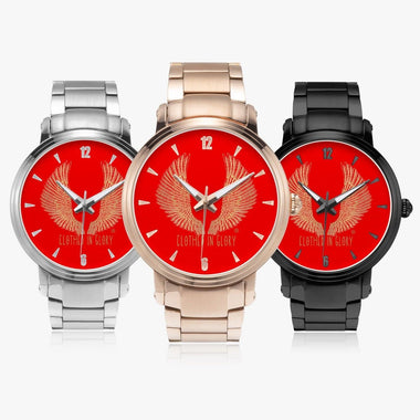 Clothed In Glory New Steel Strap Automatic Watch (With Indicators)Red - ClothedInGloryApparel