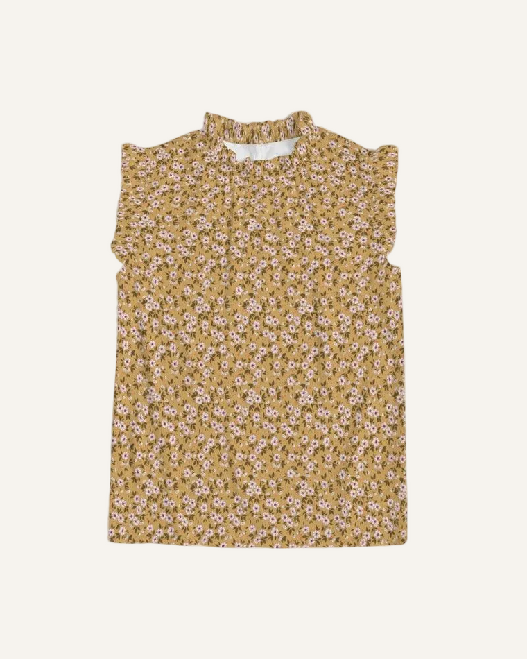 Clothed In Glory Signature Wear Small Flowers Women's Ruffle Sleeve Top
