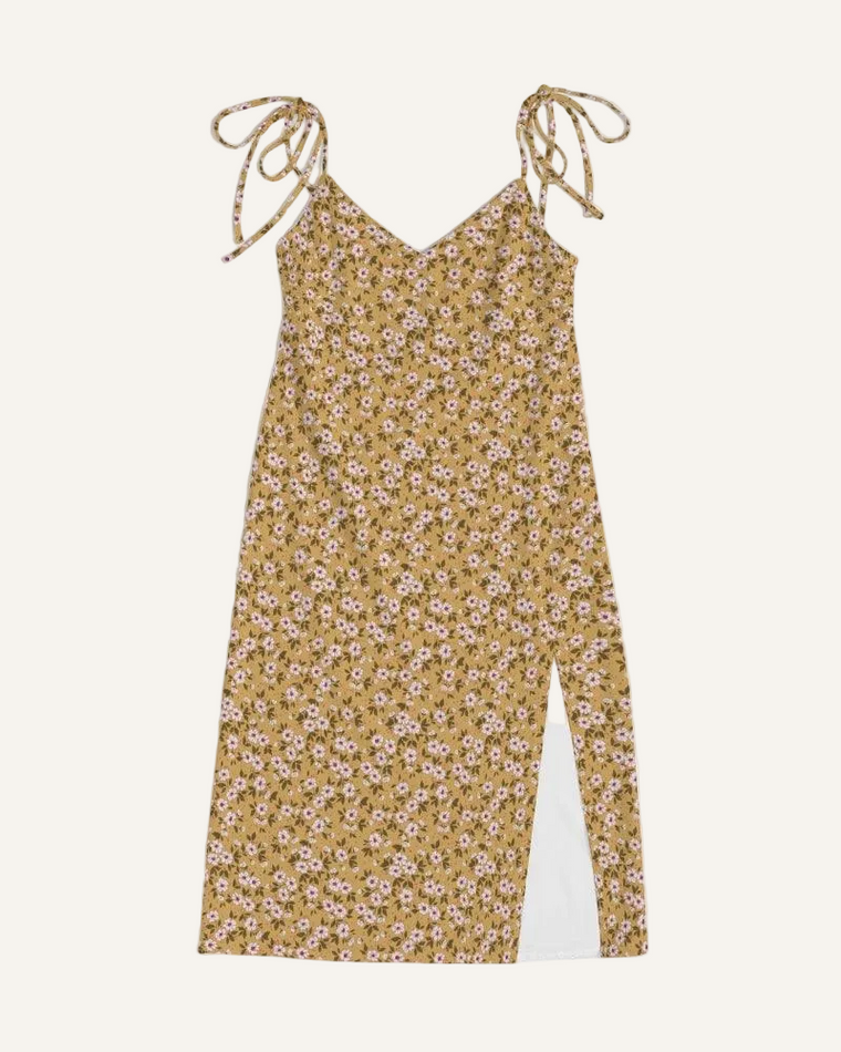 Clothed In Glory Small Flowers Women's Tie Strap Split Dress