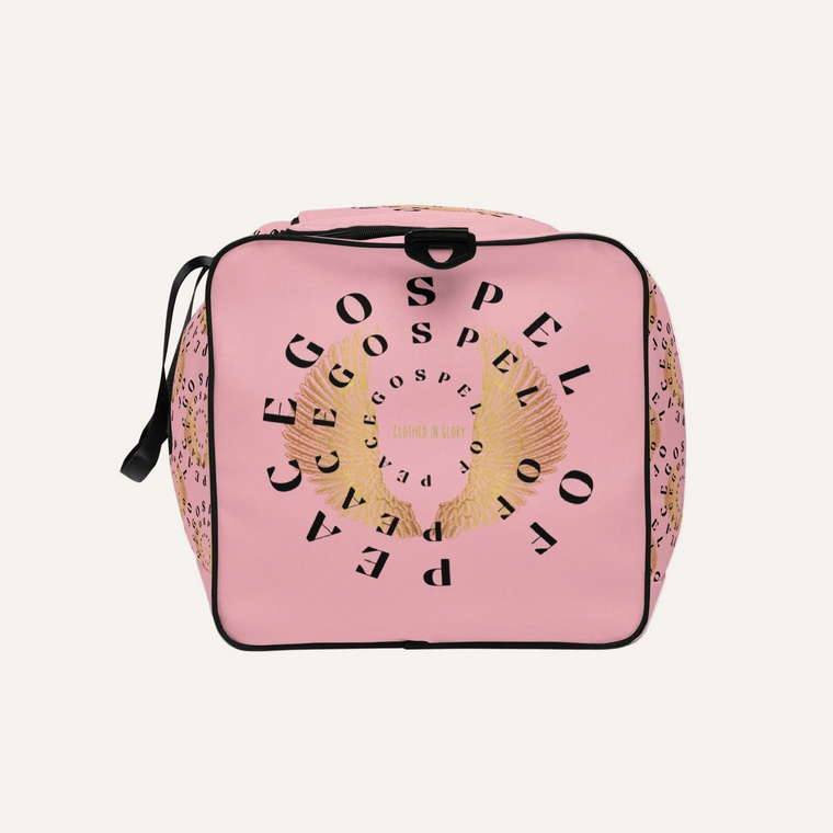 Gospel Of Peace Pale Pink Duffle Bag