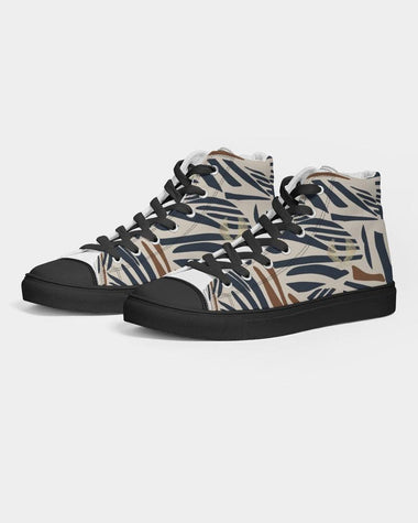 Clothed In Glory Signature Wear African Print Man Hightop Canvas Shoes - Black - ClothedInGloryApparel