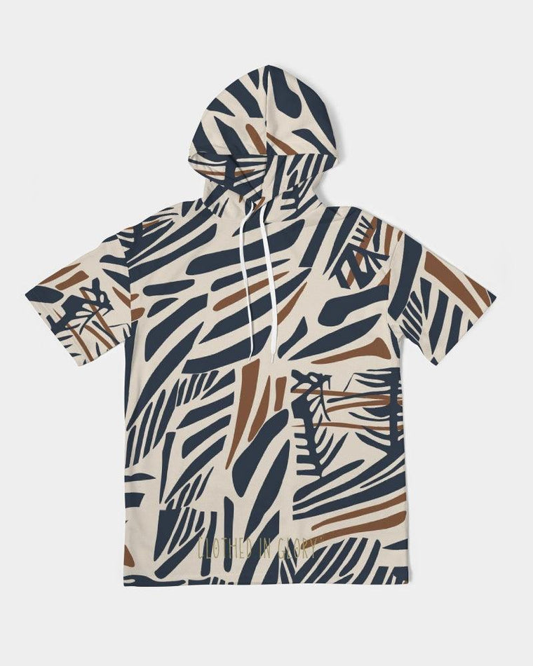 Clothed In Glory Signature Wear African Print Premium Heavyweight Short Sleeve Man Hoodie - ClothedInGloryApparel