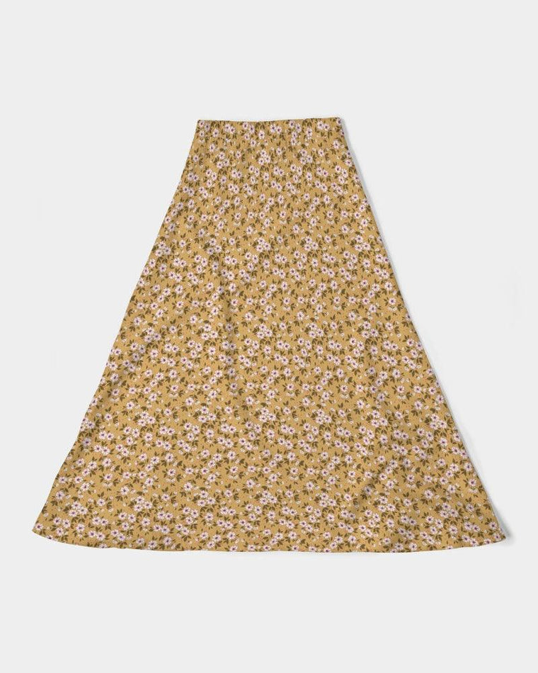 Clothed In Glory Signature Wear Small Flowers Women's A-Line Midi Skirt - ClothedInGloryApparel
