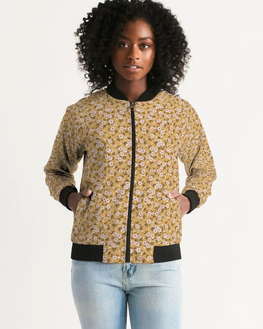 Clothed In Glory Signature Wear Small Flowers Women's Bomber Jacket - ClothedInGloryApparel