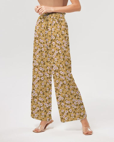 Clothed In Glory Signature Wear Small Flowers Women's High-Rise Wide Leg Pants - ClothedInGloryApparel