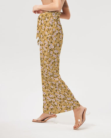 Clothed In Glory Signature Wear Small Flowers Women's High-Rise Wide Leg Pants - ClothedInGloryApparel