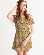 Clothed In Glory Signature Wear Small Flowers Women's Off-Shoulder Dress - ClothedInGloryApparel