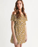 Clothed In Glory Signature Wear Small Flowers Women's Off-Shoulder Dress - ClothedInGloryApparel