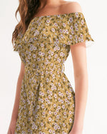 Clothed In Glory Signature Wear Small Flowers Women's Off-Shoulder Dress - ClothedInGloryApparel