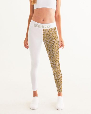 Clothed In Glory Small Flowers Women's Yoga Pants - ClothedInGloryApparel